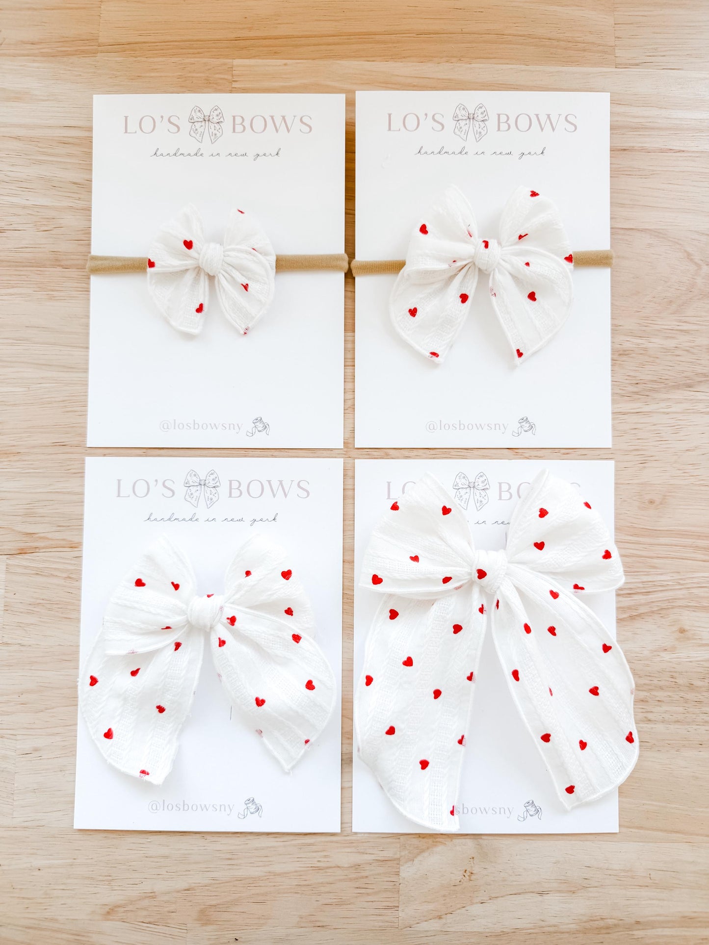 White textured and pink plaid heart fable bow - red heart bow - white and red bow - trendy bows - dainty bows - baby bows - newborn bows
