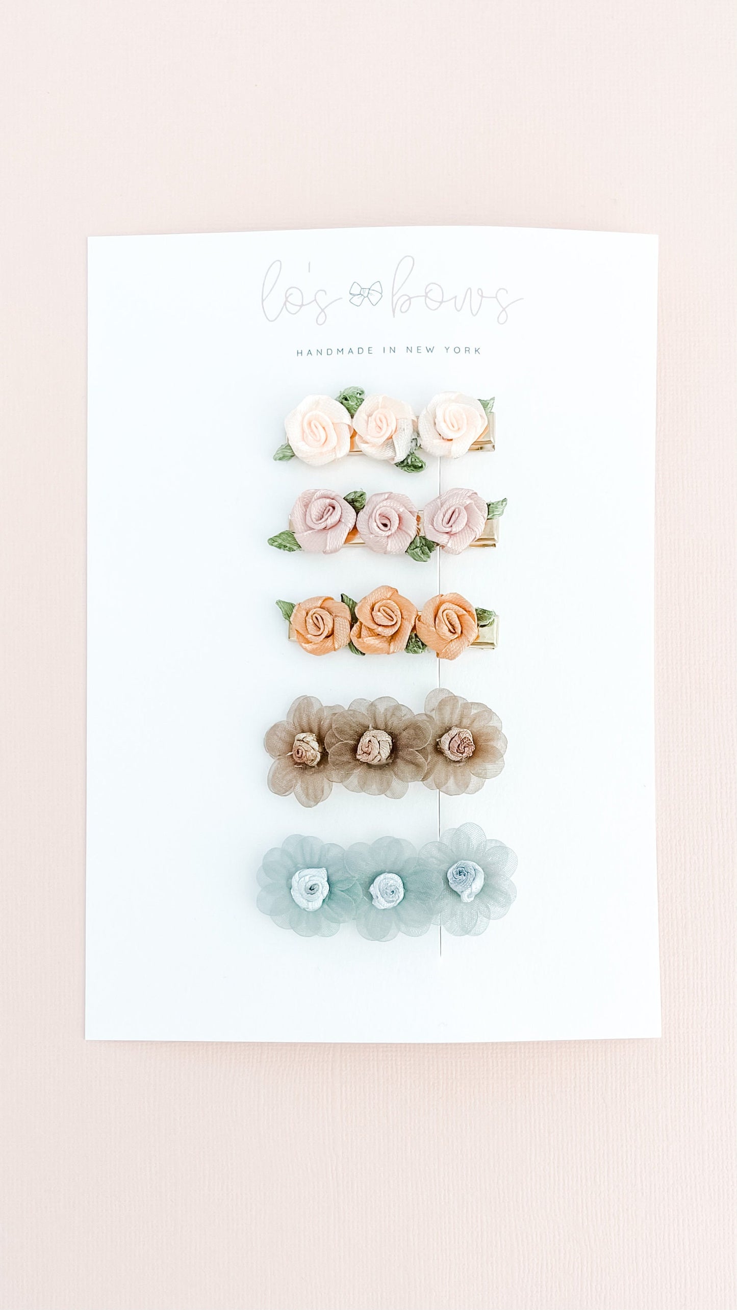 Floral hair clips - rose clips - trendy clips for girl - baby hair clips - floral hair clips - neutral hair clips girl