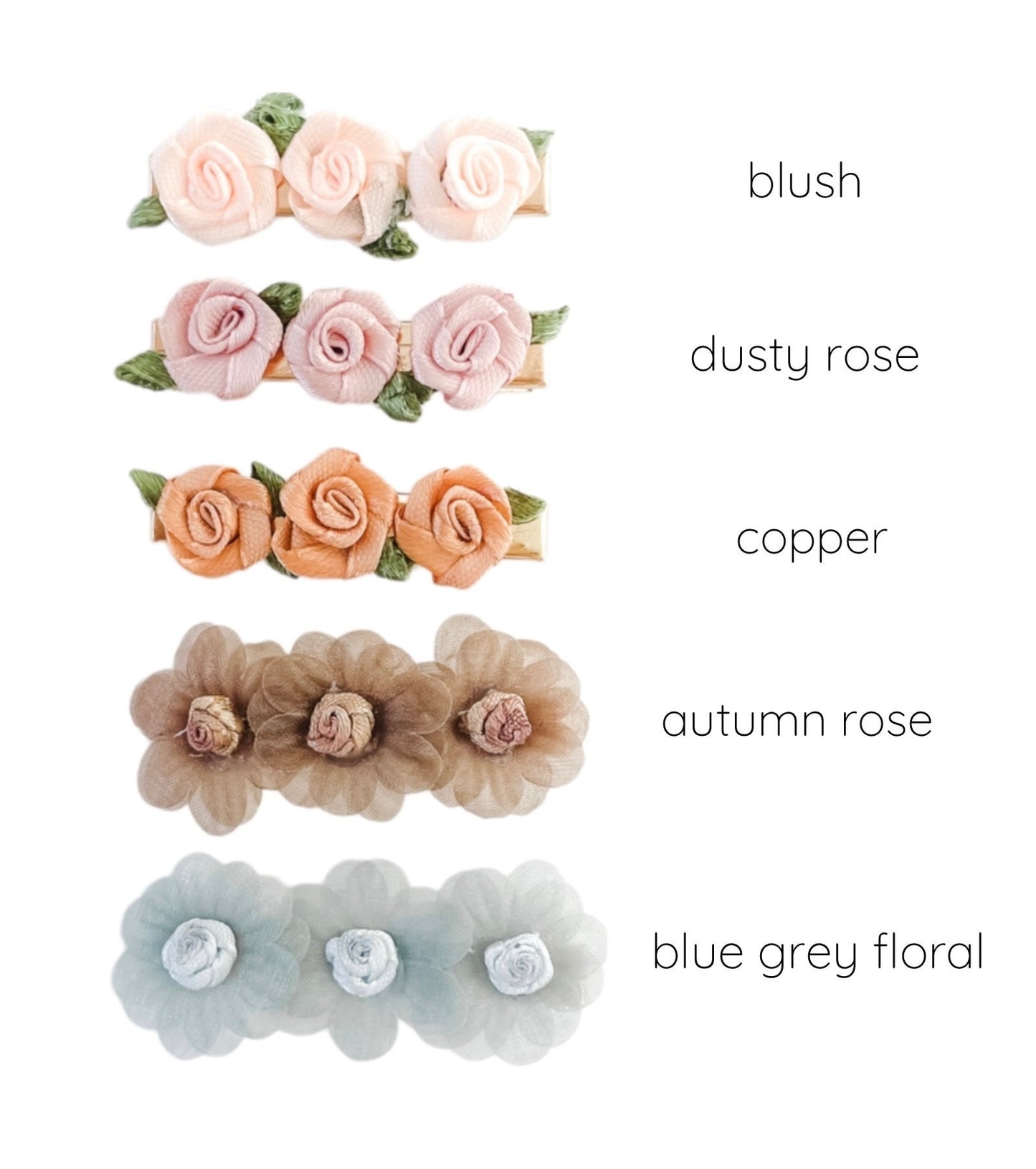 Floral hair clips - rose clips - trendy clips for girl - baby hair clips - floral hair clips - neutral hair clips girl