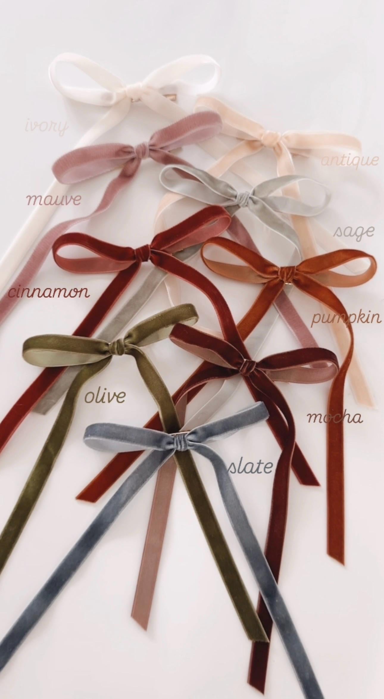 NEW* Fall velvet ribbon bows - velvet bows - simple bows - neutral bows - trendy bows - dainty bows - newborn bows - baby girl bows
