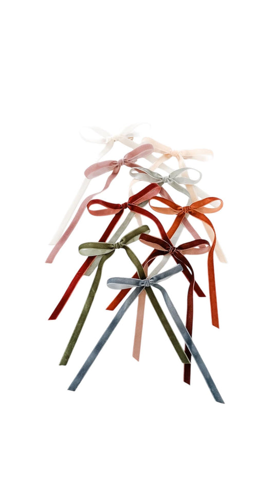 NEW* Fall velvet ribbon bows - velvet bows - simple bows - neutral bows - trendy bows - dainty bows - newborn bows - baby girl bows