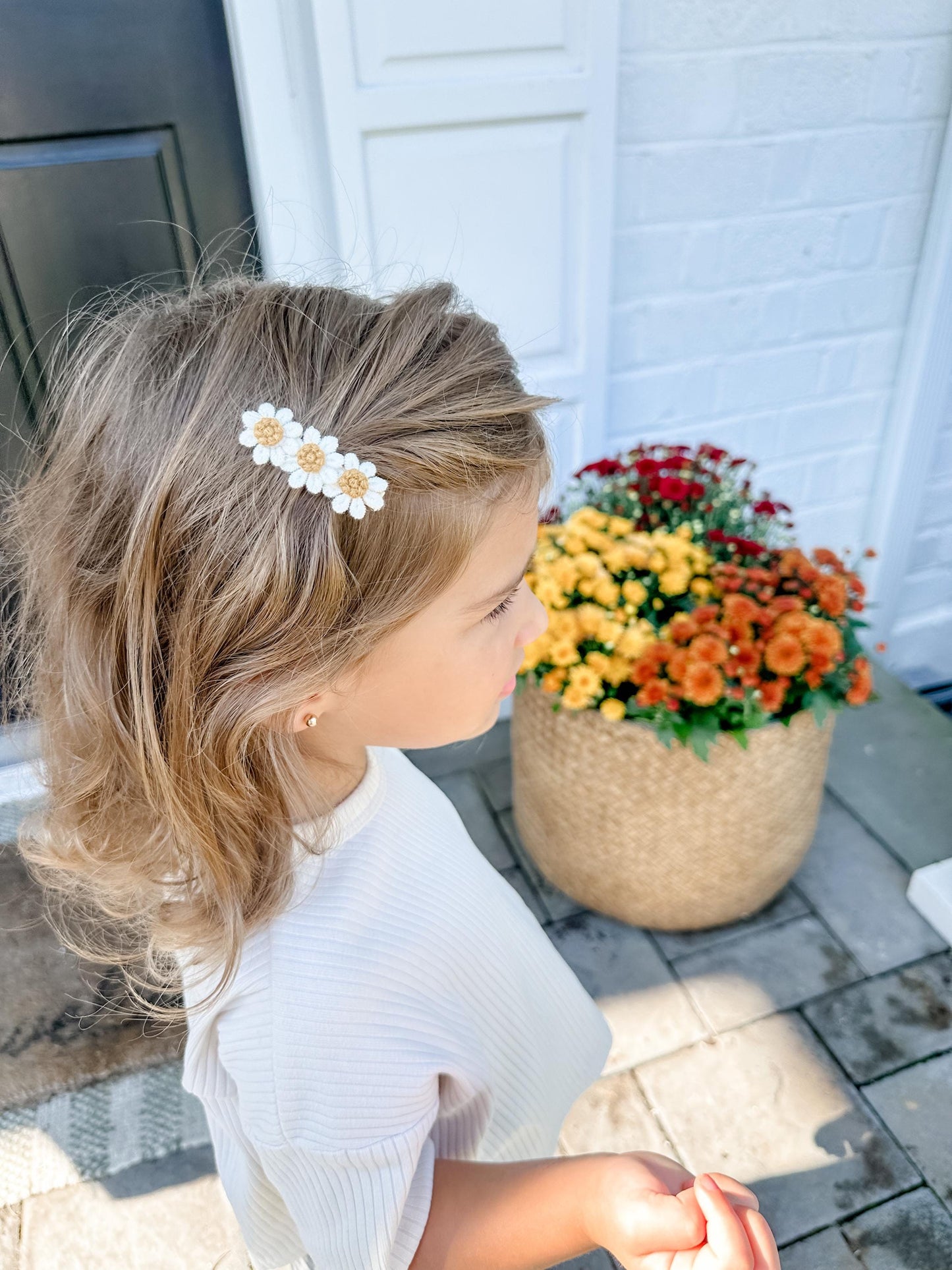 Cream sunflower floral hair clips - flower clips - trendy hair clip - clips for toddler - baby hair clips - floral hair clips