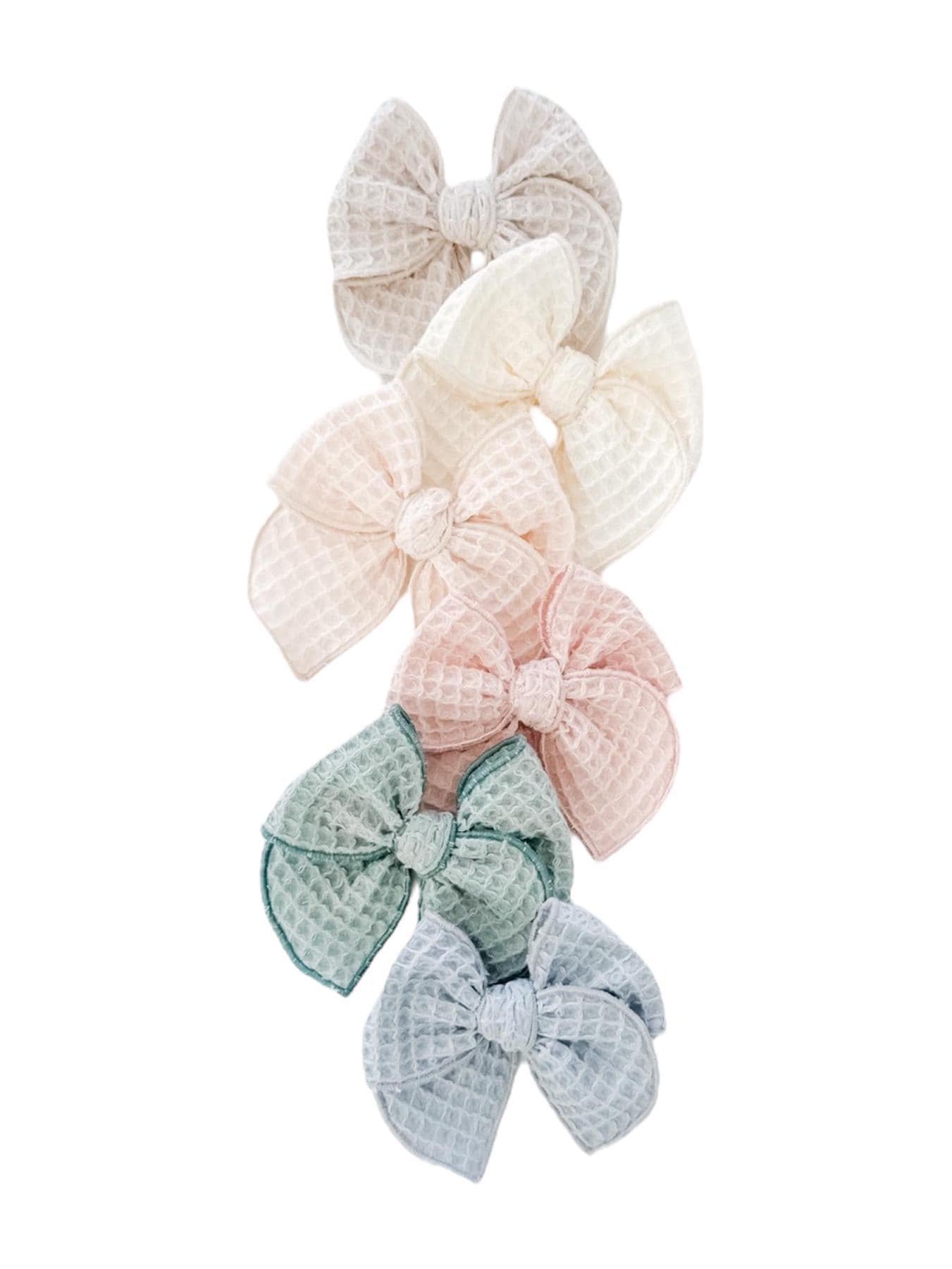 Colorful waffle knit fable bows - spring solids - neutral bows - fable bow - trendy bow - girl bow - baby bow - knit hair bow - dog bow