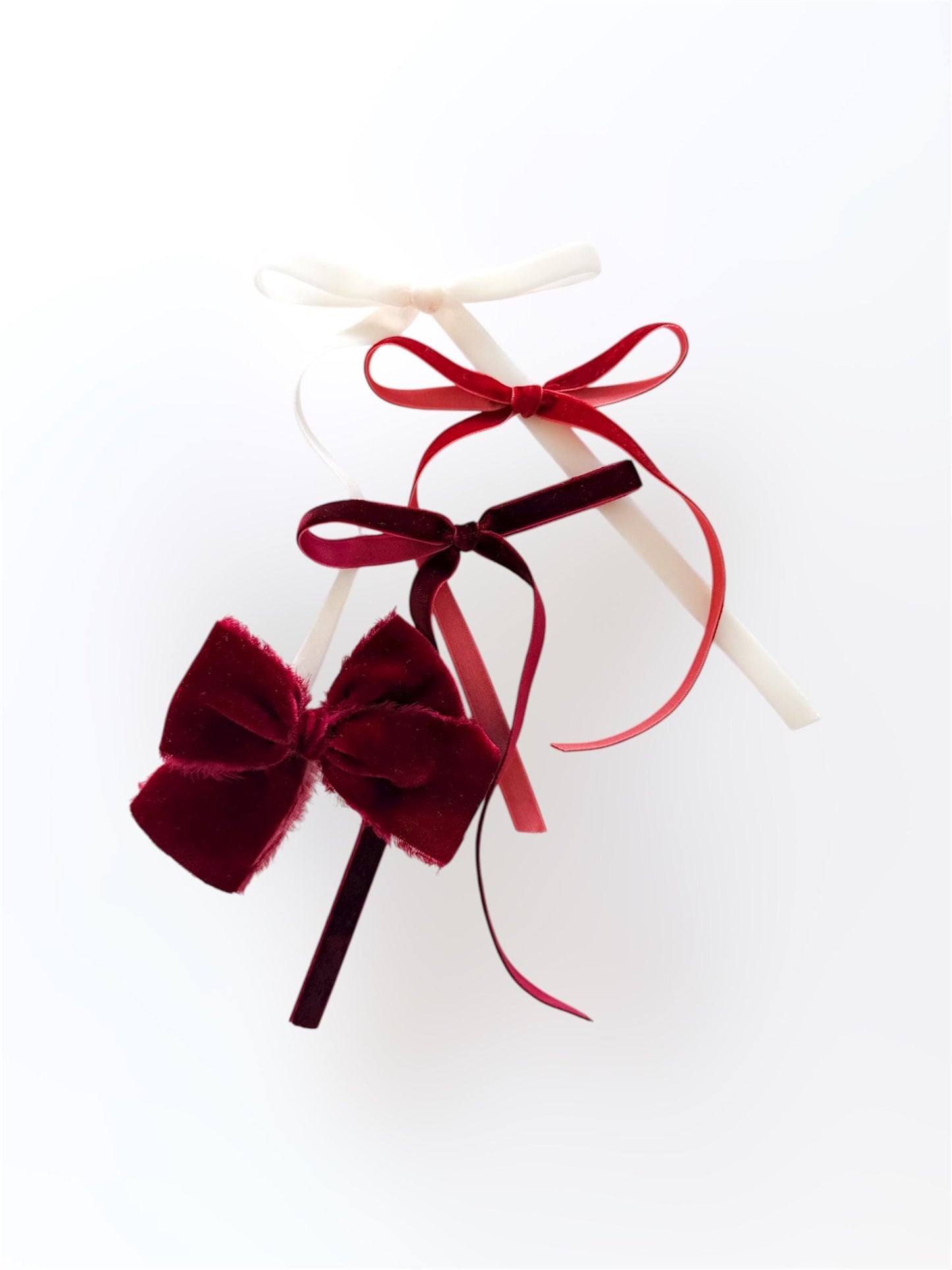 Holiday velvet ribbon bows - velvet bows - simple bows - red velvet bow - trendy bows - dainty bows - newborn bows - baby girl bows