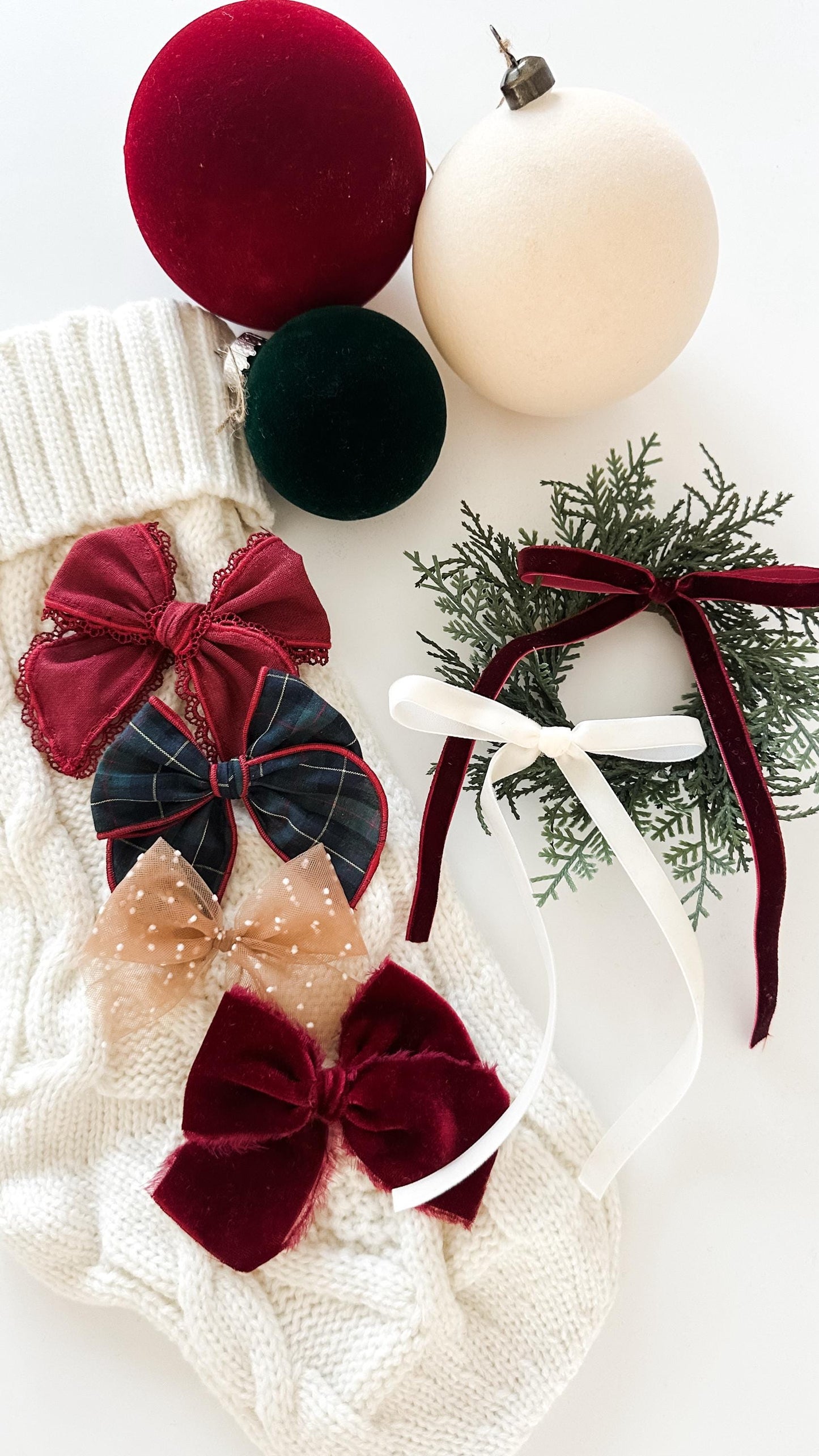 Holiday velvet ribbon bows - velvet bows - simple bows - red velvet bow - trendy bows - dainty bows - newborn bows - baby girl bows