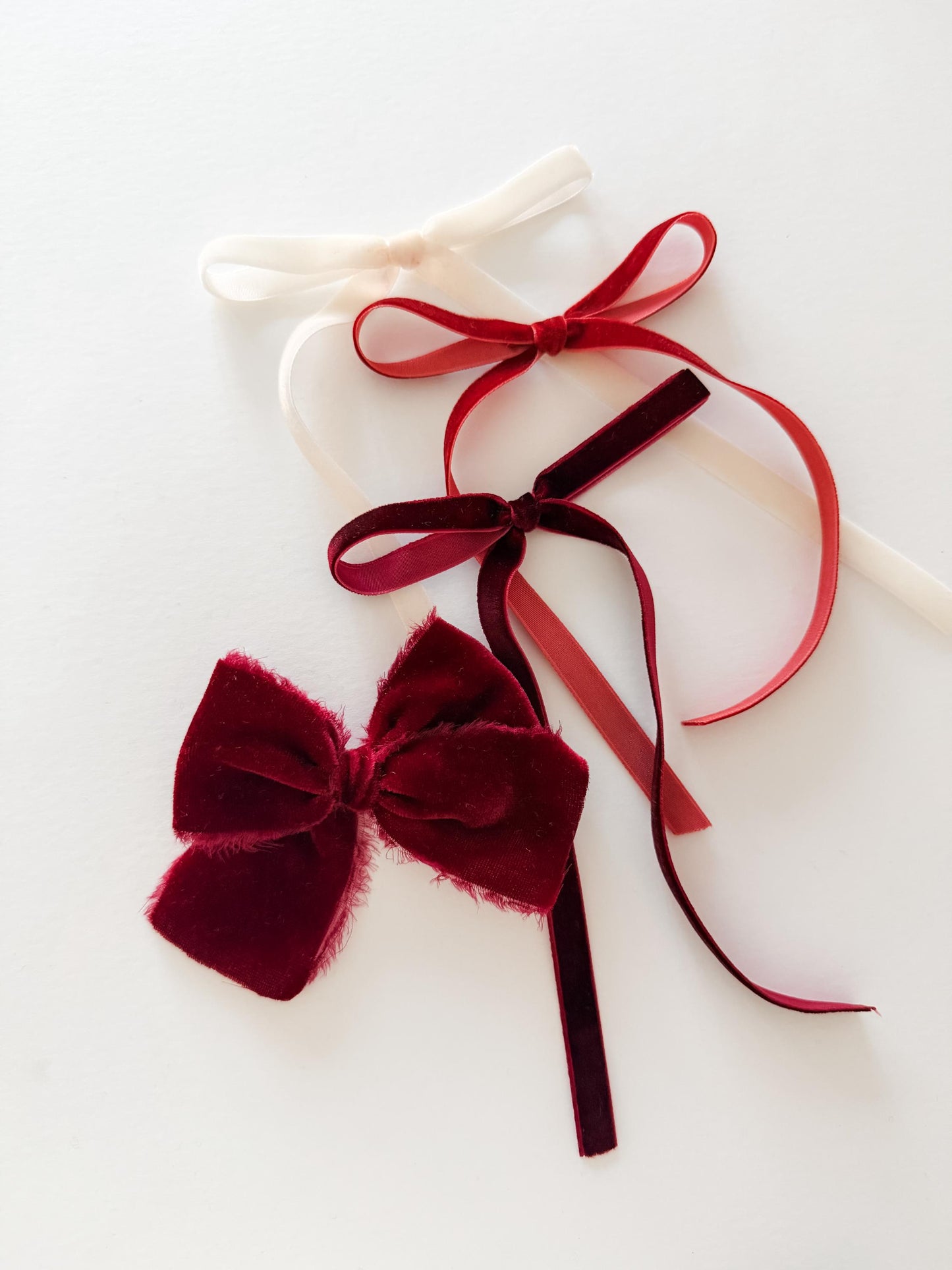 Holiday velvet ribbon bows - velvet bows - simple bows - red velvet bow - trendy bows - dainty bows - newborn bows - baby girl bows