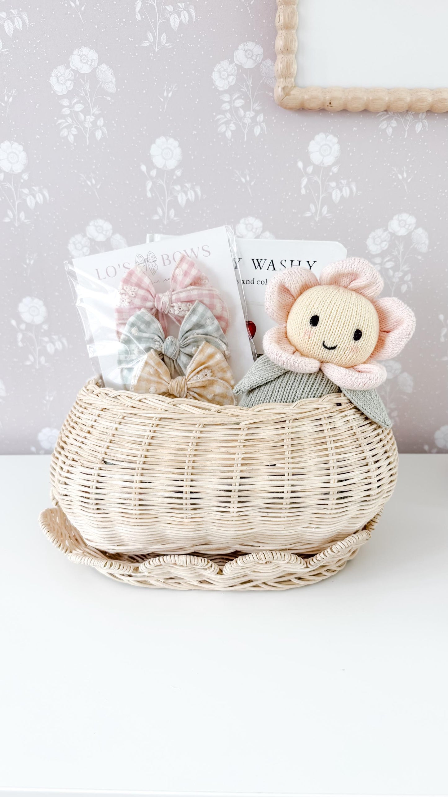 Spring gingham floral bow - colorful bow - spring bow - gingham bow - newborn bow - dog bow - baby girl gift - girl fable bow
