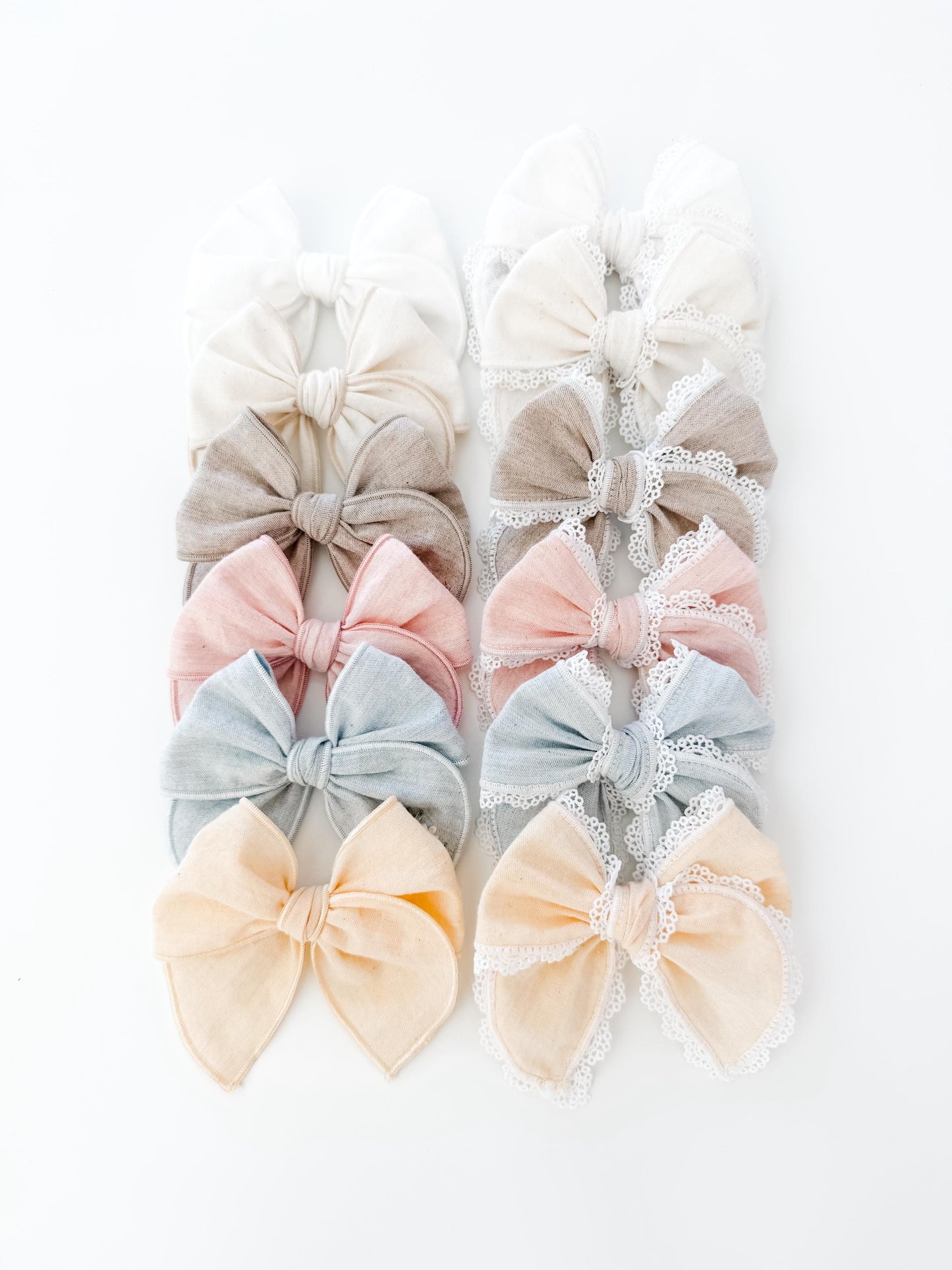 Pastel solid fable bows (*NO EMBROIDERY) - lace trim bows - spring solids - pastel bows - fable bow - trendy bow - girl bow - baby bow