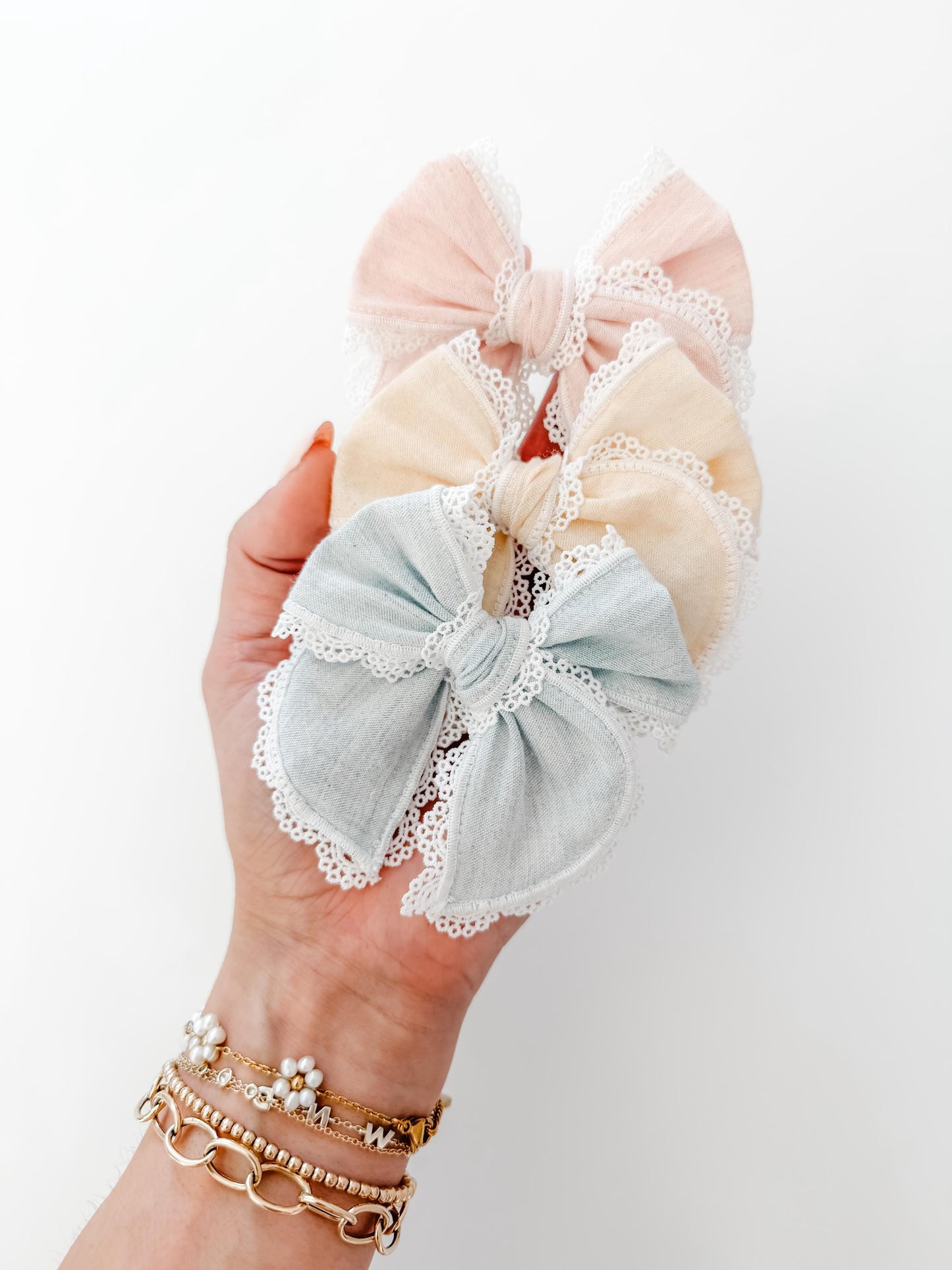 Pastel solid fable bows (*NO EMBROIDERY) - lace trim bows - spring solids - pastel bows - fable bow - trendy bow - girl bow - baby bow