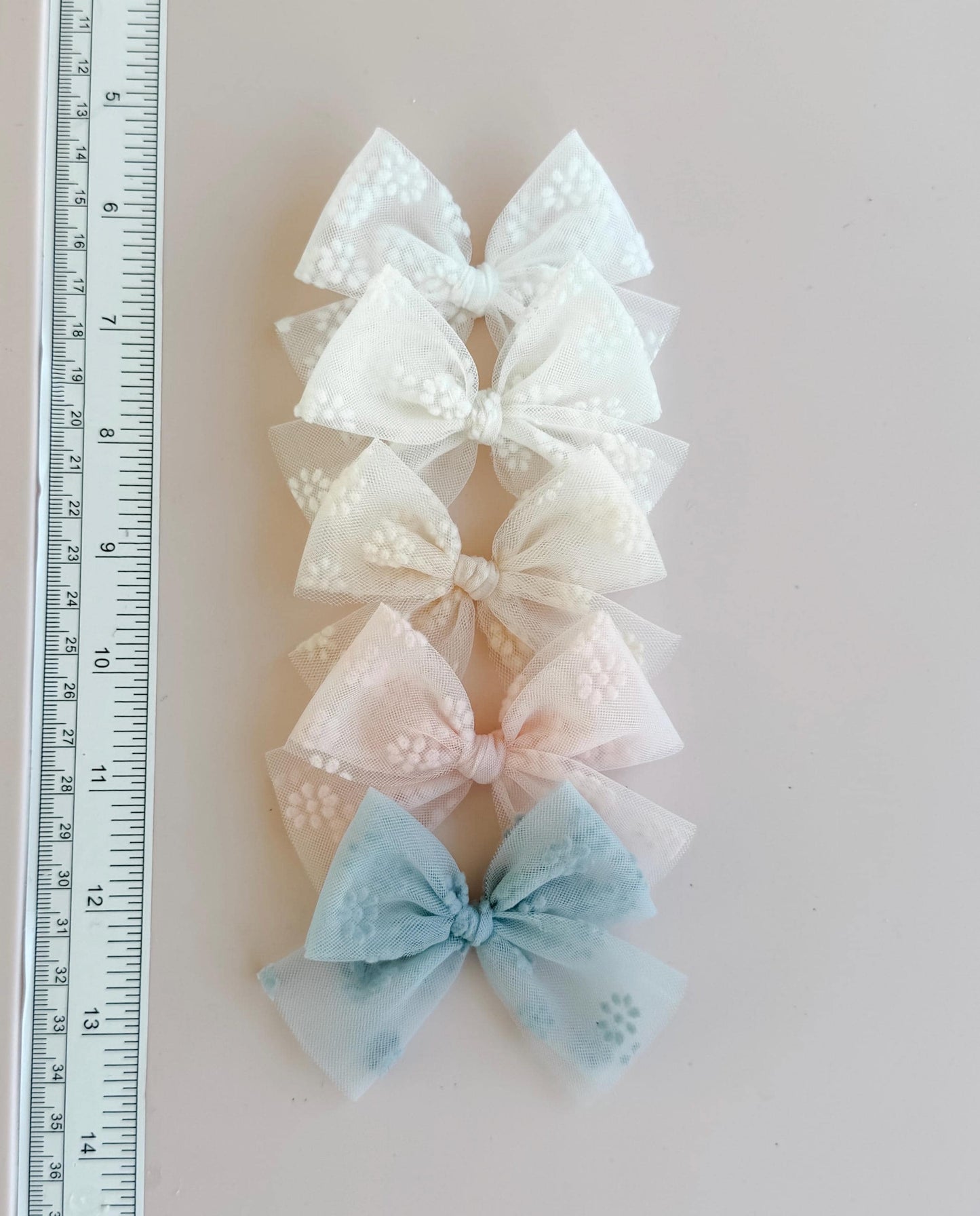 Daisy tulle spring bows - spring solids - daisy bow - neutral bows - tulle bow - trendy bow - girl bow - baby bow - dog bow
