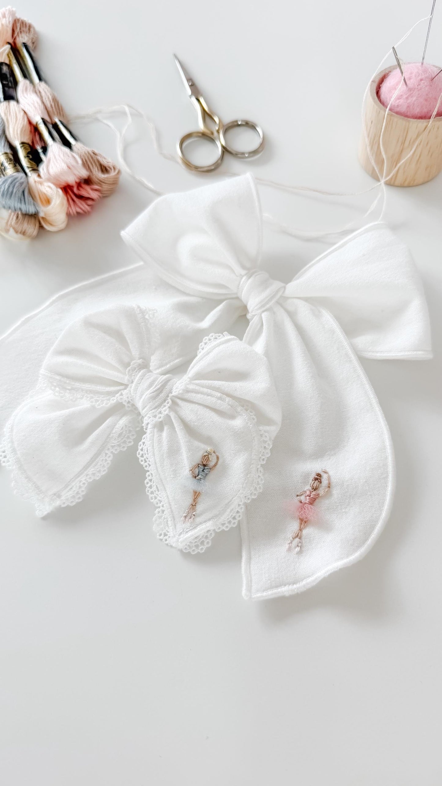 NEW Ballerina embroidered bow - hand-embroidered dance fable bow - recital gift - ballet bow - keepsake bow - dance bow - trendy vintage bow